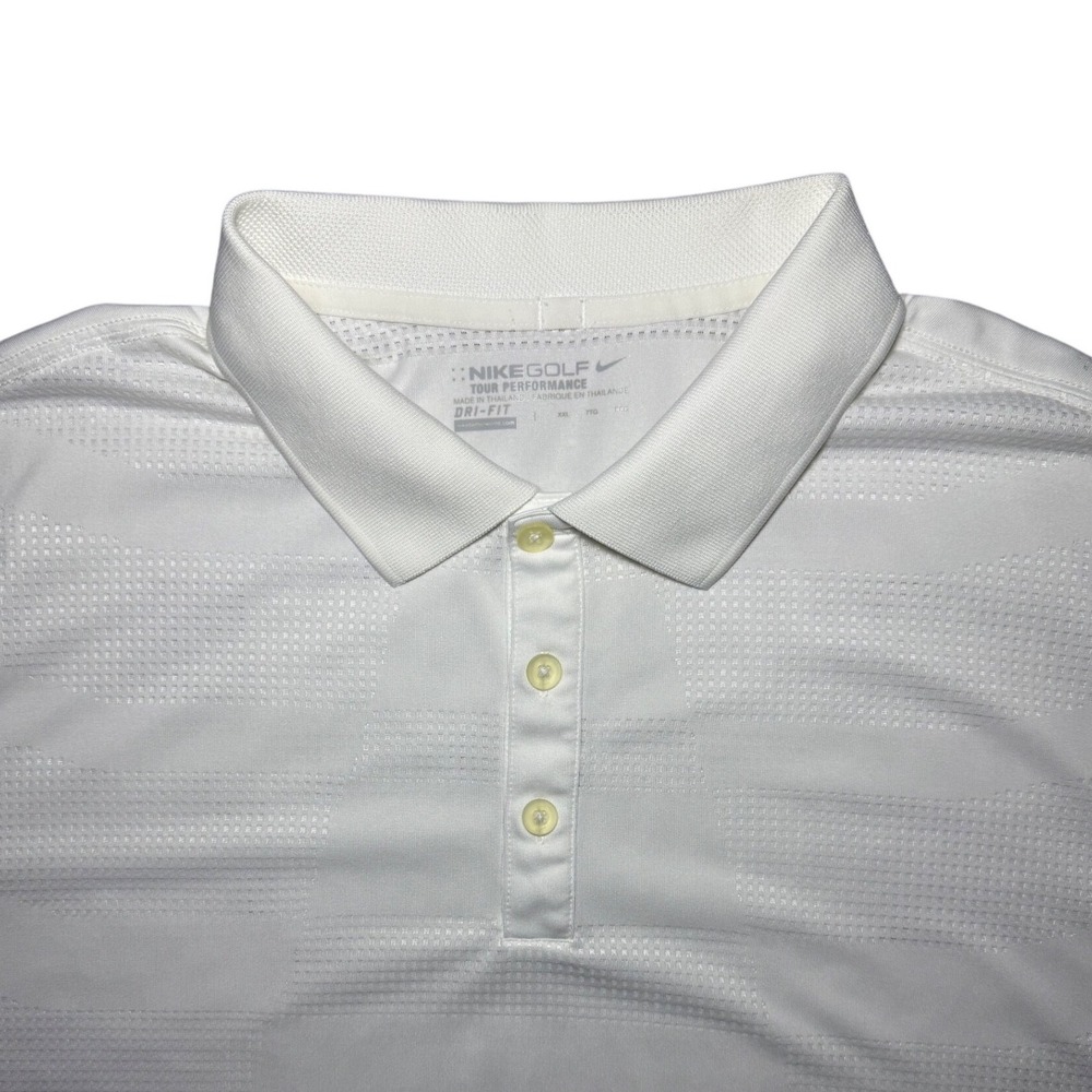 Nike Golf Polo Short Sleeve Shirt Mens XXL Off White Dri-FIT Tour Performance